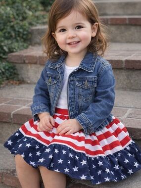 🎇 100% Cotton GB Girls Denim Blue Jean Jacket for Toddlers Size 3T 🧨🎆